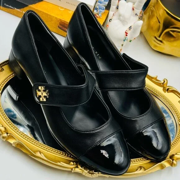 🆕 TORY BURCH 🧿 NWOB Cap-Toe Mary Jane Heeled Ballet Flat, Black, Sz US 7 - Picture 4 of 15